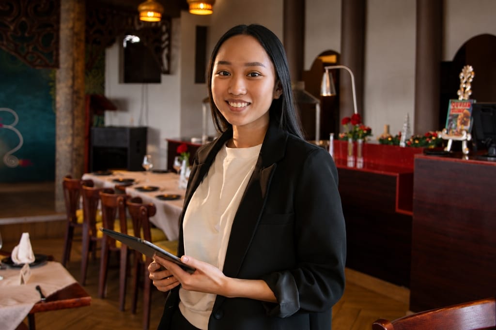 Restaurant Hostess using Omniros tablet in Nepal